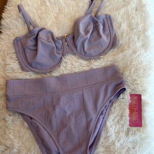 NWT Ninety-Nine Degrees Lavender Swim Bikini 2 Piece Set Size Small